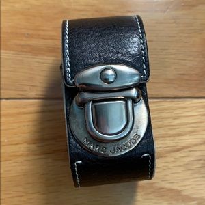 Marc Jacobs black leather cuff bracelet w/buckle